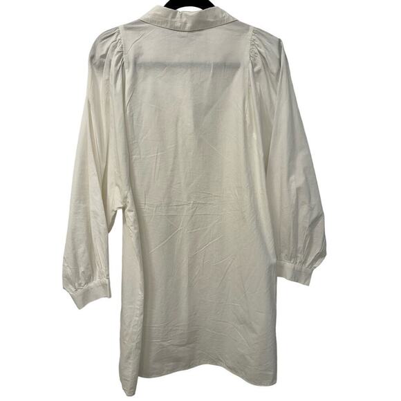 Zara White Large Boxy Button Down Shirt Dress 3/4 Sleeve Floral Lace - Picture 5 of 5